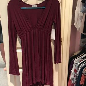 Deep Red Bell Sleeve Dress